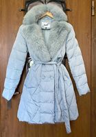 Голубое пальто пуховик с меховым воротником... Объявления Bazarok.ua